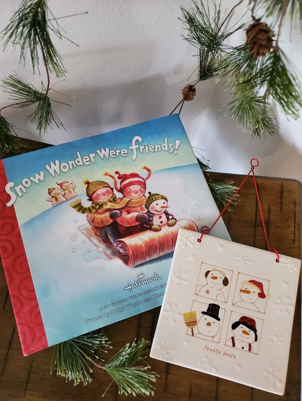 Vintage Hallmark Christmas Lot Snow Wonder Book & Frosty Days Snowman Plaque